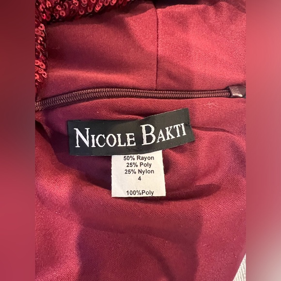 Nicole Bakti Burgundy Sequin Gown - Picture 6 of 13